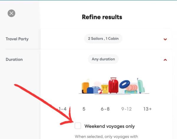 Virgin Voyages Weekend Voyages Selector